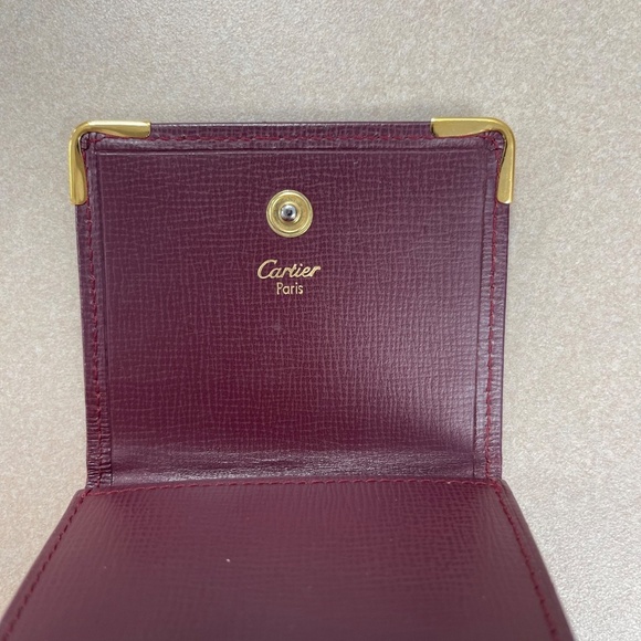 Cartier Vintage Must Line Coin Case Leather Wallet - Bordeaux - Preowned - Picture 7 of 9